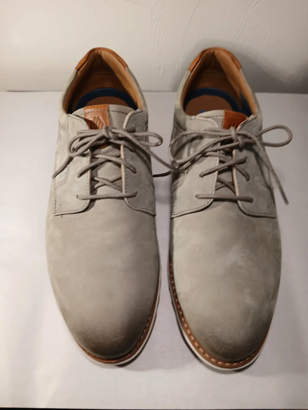 Johnston & Murphy Truform Men's 10W Braydon Plain Toe Lace-Up Gray Derby Shoes